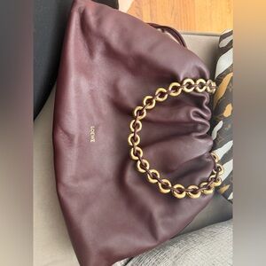 Loewe flamenco bag! Burgundy Leather Shoulder Bag with gorgeous gold hardware